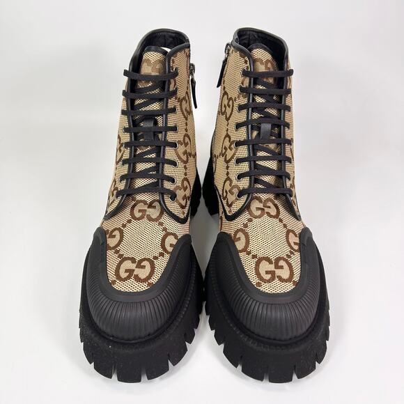 Gucci Canvas Maxi GG Lace Up Combat Boot - Men’s 12.5 - Picture 4 of 8